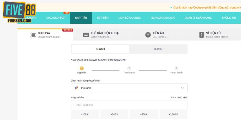 Chọn ngân hàng và chuyển tiền để hoàn tất giao dịch nhanh chóng